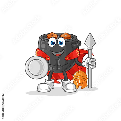 barbecue spartan character. cartoon mascot vector