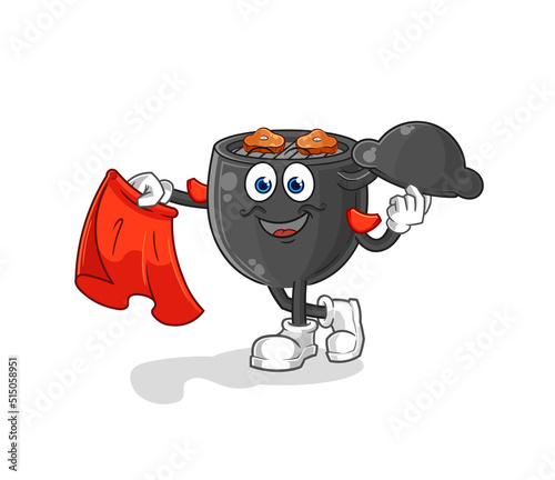 barbecue matador with red cloth illustration. character vector