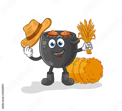barbecue farmer mascot. cartoon vector
