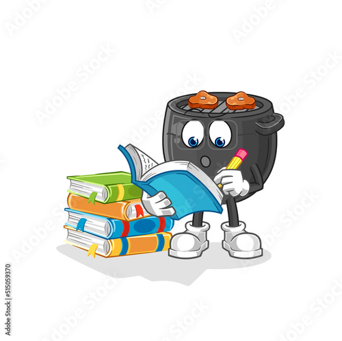 barbecue studying mascot. cartoon vector