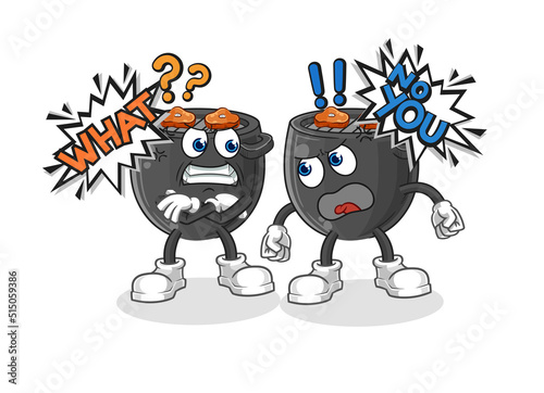 barbecue arguing each other cartoon vector