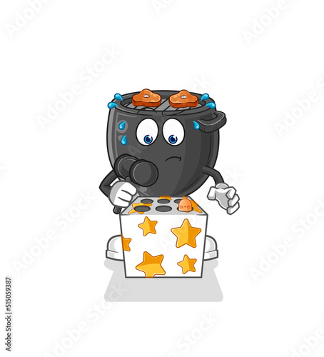 barbecue play whack a mole mascot. cartoon vector
