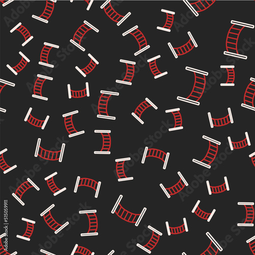 Line Playground kids bridge icon isolated seamless pattern on black background. Vector