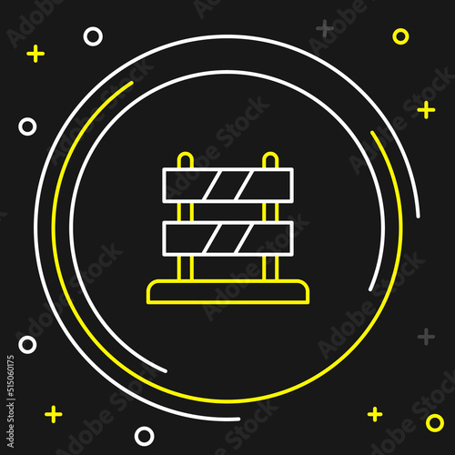 Line End of railway tracks icon isolated on black background. Stop sign. Railroad buffer end to destination. Colorful outline concept. Vector