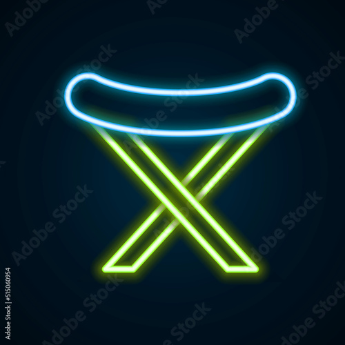 Glowing neon line Fishing harpoon icon isolated on black background. Fishery manufacturers for catching fish under water. Diving underwater equipment. Colorful outline concept. Vector