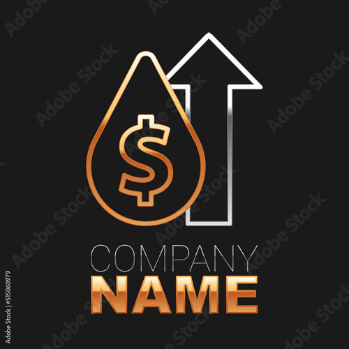 Line Oil price increase icon isolated on black background. Oil industry crisis concept. Colorful outline concept. Vector