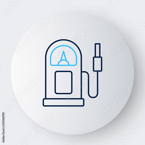 Line Petrol or gas station icon isolated on white background. Car fuel symbol. Gasoline pump. Colorful outline concept. Vector