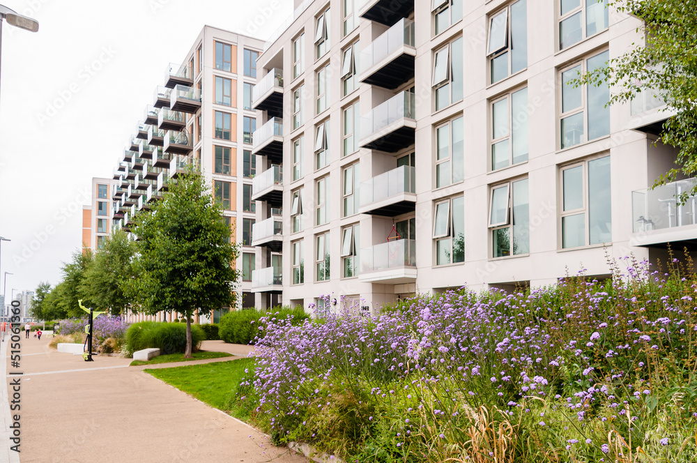 Royal Wharf Walk adjacent to Riverscape Luxury new-build riverside apartments in Silvertown, Newham, London, England, June 19, 2022
Royal Wharf Walk adjacent to Riverscape Luxury new-build riverside apartments in Silvertown, Newham, London, England, June 19, 2022