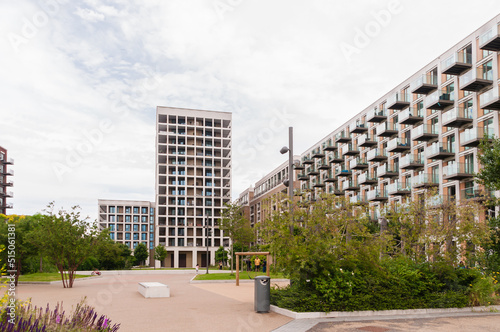 Royal Wharf Walk adjacent to Riverscape Luxury new-build riverside apartments in Silvertown, Newham, London,  England, June 19, 2022
