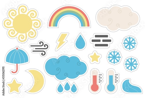 Cute Cloud Weather, Sun, Moon, Star, And Rainbow