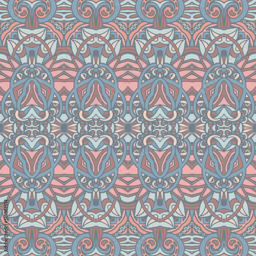 Vector seamless pattern african style art batik ikat. Ethnic tribal natural color print vintage design.