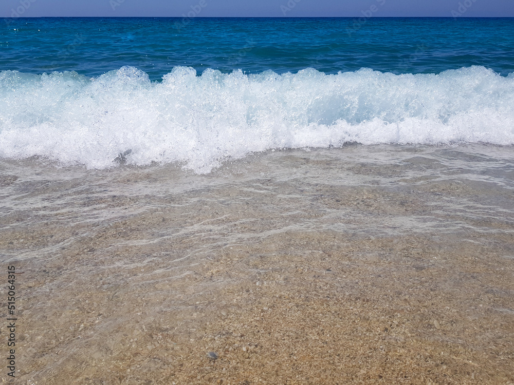 Beautiful waves of Cleopatra sea beach in Alanya, Turkey
