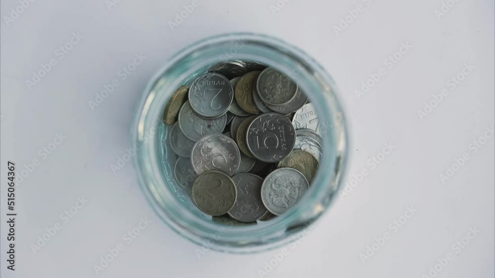 stop motion - ruble coins are added to the bank piggy bank stop motion - ruble coins are added to the bank piggy bank