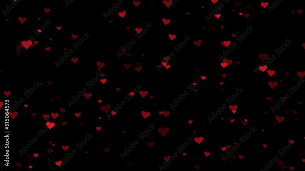 Red small hearts motion on clean black background. Red small hearts motion on clean black background.