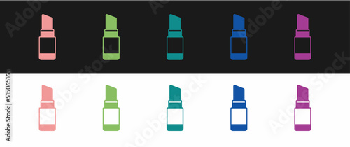 Set Lipstick icon isolated on black and white background. 8 March. International Happy Women Day. Vector