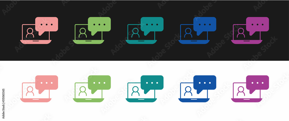 Set Video chat conference icon isolated on black and white background. Online meeting work form home. Remote project management. Vector Set Video chat conference icon isolated on black and white background. Online meeting work form home. Remote project management. Vector