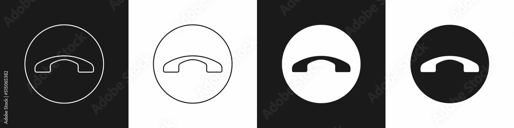 Set Telephone handset icon isolated on black and white background. Phone sign. Vector Set Telephone handset icon isolated on black and white background. Phone sign. Vector