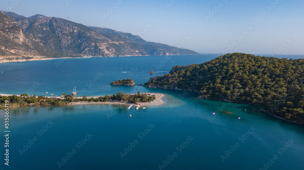Aerial view of beautiful Blue Lagoon at Ölüdeniz (Fethiye, Turkey).