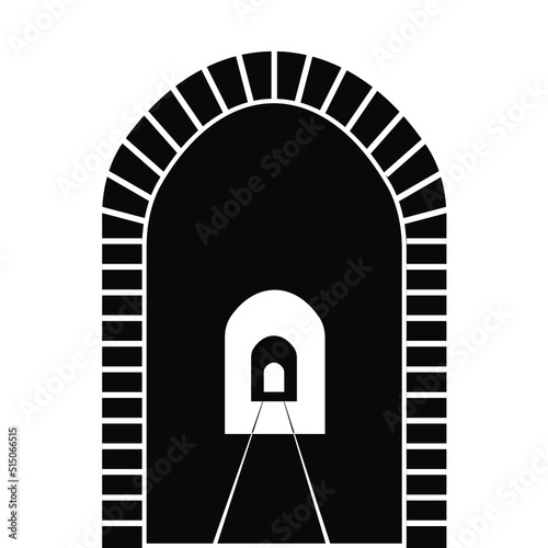 Railway tunnel icon flat. Simple pictogram on white background.  Vector illustration symbol
