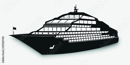 Passenger liner icon isolated on white background, vector illustration of a modern ship in black with white elements