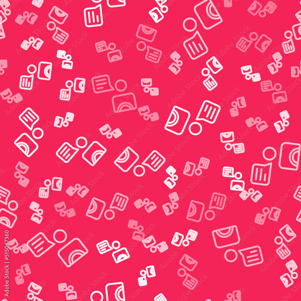 White line Taxi driver icon isolated seamless pattern on red background. Vector White line Taxi driver icon isolated seamless pattern on red background. Vector