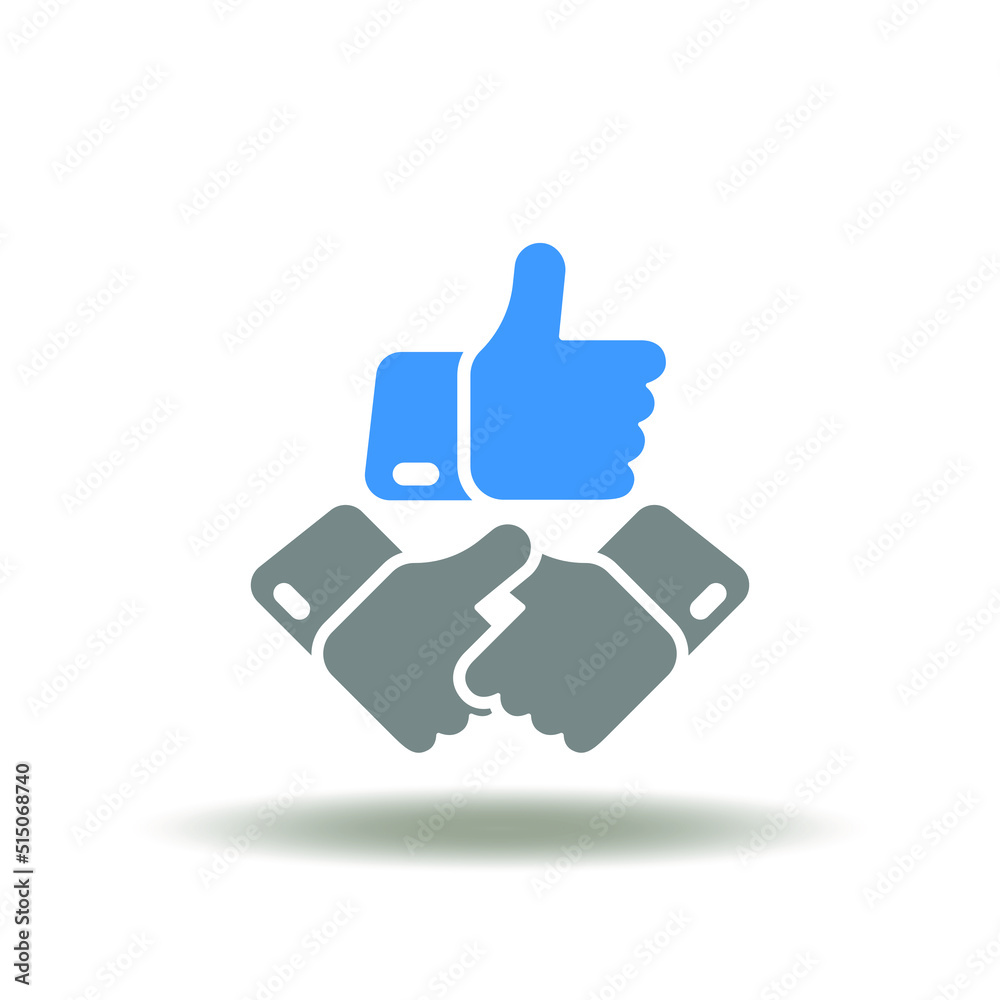 Vector illustration of thumb up or like hand gesture. Symbol of win-win partnership strategy. Icon of assessment, feedback, customer experience. Vector illustration of thumb up or like hand gesture. Symbol of win-win partnership strategy. Icon of assessment, feedback, customer experience.