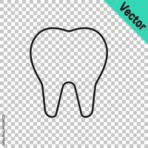 Black line Tooth icon isolated on transparent background. Tooth symbol for dentistry clinic or dentist medical center and toothpaste package. Vector