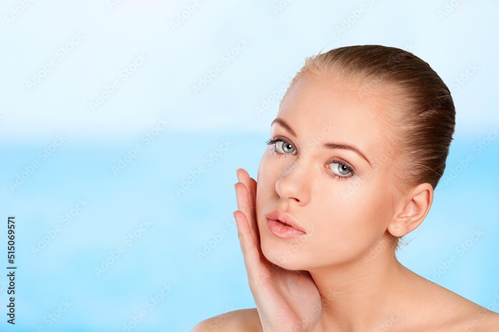 Beautiful woman model with natural makeup and clean fresh skin. Face care, Facial treatment, Cosmetology, beauty and spa, Women portrait. Beautiful woman model with natural makeup and clean fresh skin. Face care, Facial treatment, Cosmetology, beauty and spa, Women portrait.