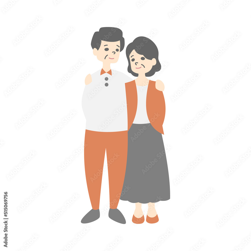 Obraz premium 肩を組んで寄り添う中年夫婦