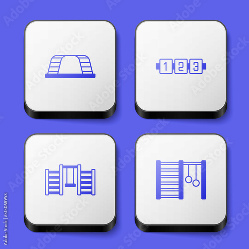 Set Monkey bar, Education logic game, Swedish wall and icon. White square button. Vector