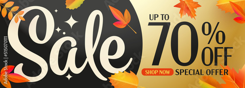 Autumn sale up to 70 percent off banner template