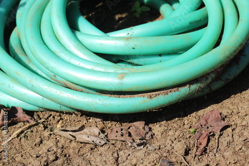 water hose on the ground
