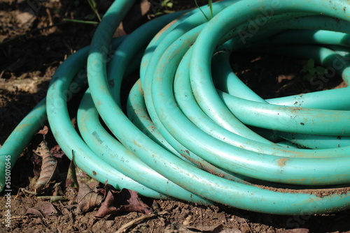 water hose on the ground