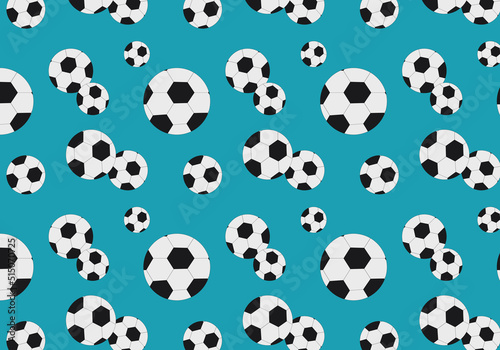 Bright pattern with soccer balls on background