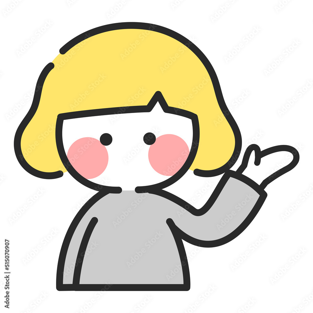 こちらですと手で示しているかわいい女の子のイラスト Stock Vector | Adobe Stock