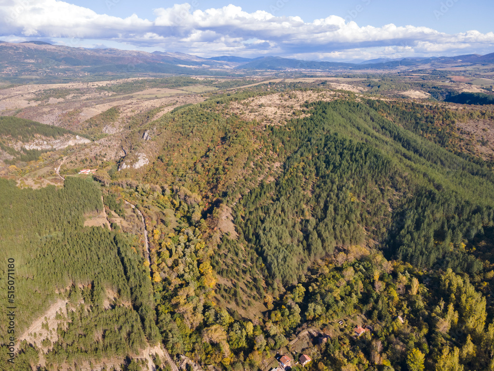 Aerial view of Nishava river gorge, Balkan Mountains, Bulgaria