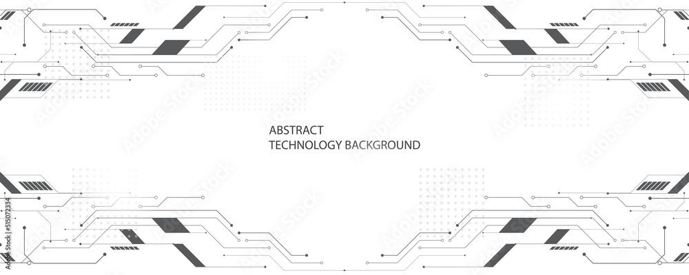 Obraz premium Hi-tech technology pattern, white background vector Stylish Grey, Technology Wallpaper