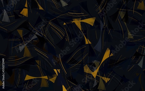 Dark Yellow vector background with curved lines.