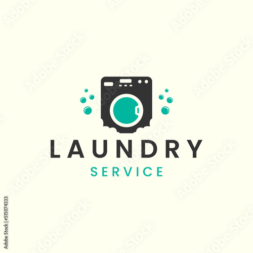 laundry vintage logo icon template design. soap, clothesline, water, bubble, vector illustration