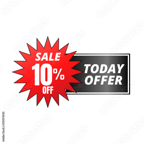 10% off sale, TODAY OFFER, super discount red and black 3D design. vector illustration, Ten