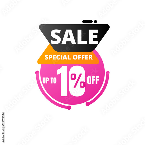 10% percent off, Limited time special sale offer. vector illustration, pink and black super discount icon design, Ten