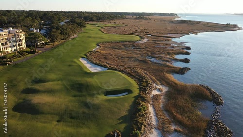 Aerial View of Harbour Town and lighthouse on Hilton Head Island South Carolina