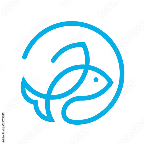 Vector Abstract of Outline Fish in Blue style Colour. Can be Used Logo, Mascots, Brand, and Tattoo