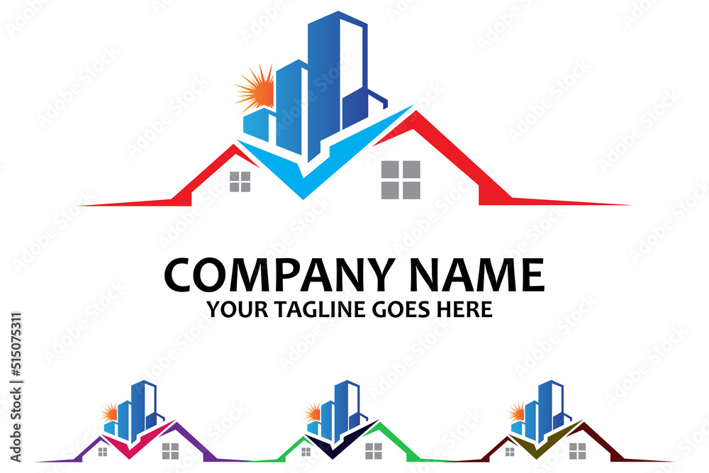 Urban building construction logo icon symbol, house, apartment, city view