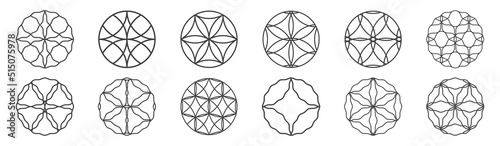 Set of minimalistic geometric icon emblems trendy shapes design for element