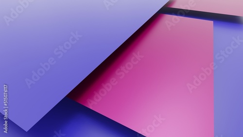 Overlapping pink-purple paper planes layer. Abstract background. 3D high quality rendering. 3D illustration. 3D CG.