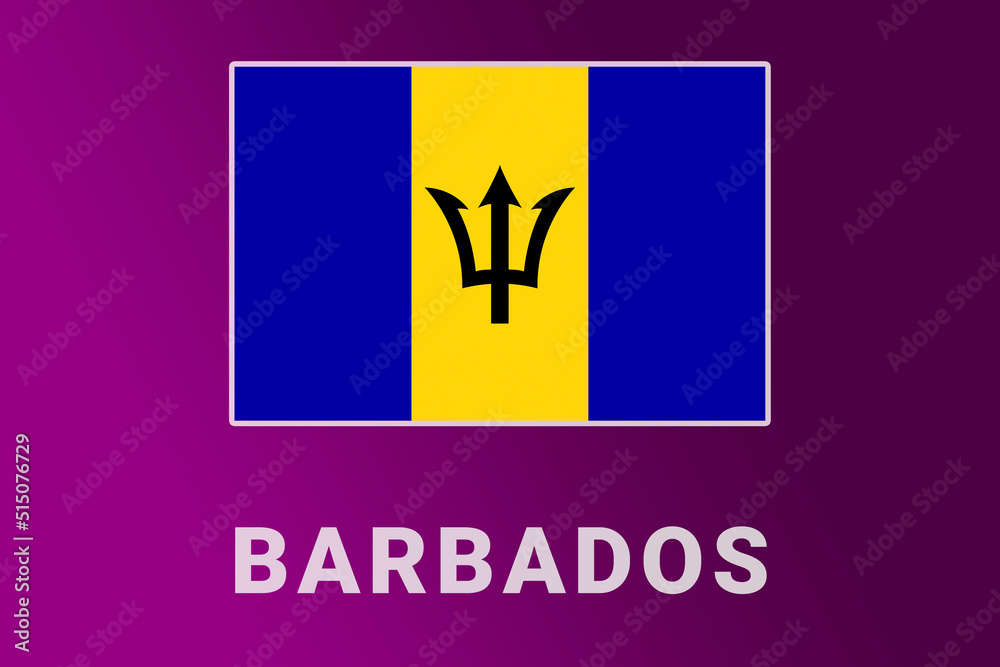 Barbados flag. BB national banner. Barbados patriotism symbol and name. Barbados flag. BB national banner. Barbados patriotism symbol and name.