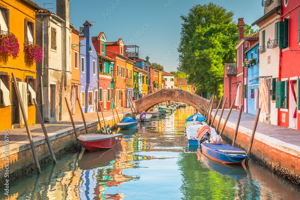 Colorful Burano island in the Venetian Lagoon, northern Italy