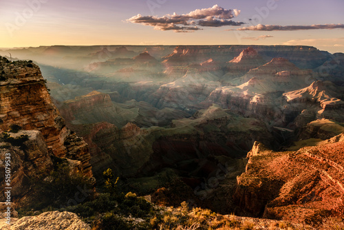 Grand Canyon South Rim at golden sunset - Arizona, USA