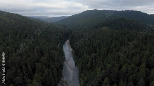 Beautiful aerial view of California's Humboldt Redwoods and South Fork Eel River photo